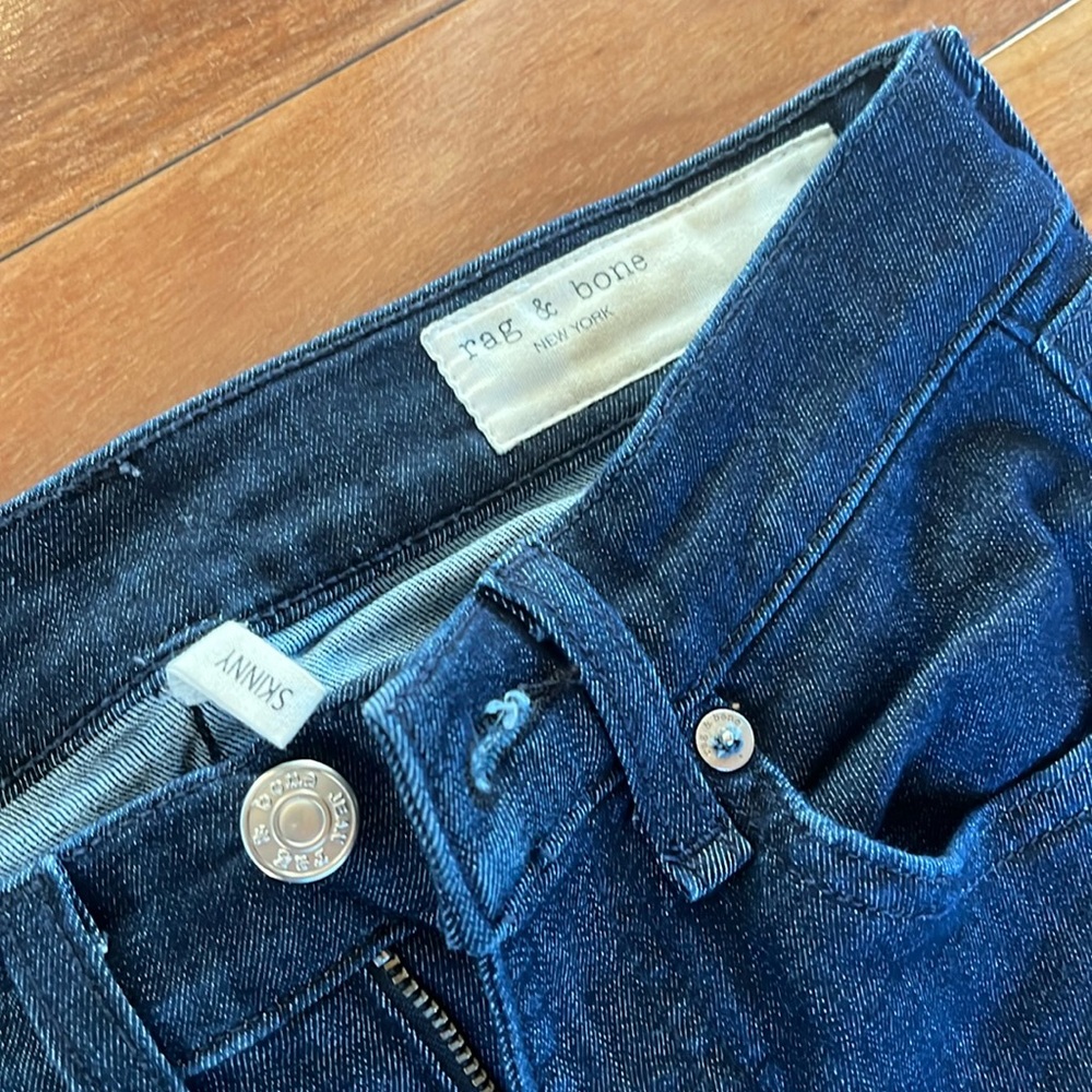 Rag & Bone denim. Dark wash skinny jeans.